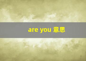 are you 意思